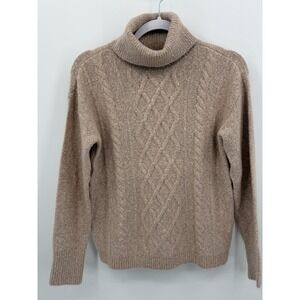 ELLEN TRACY SweaterCotton Mohair Blend Cable Turtleneck Blush Pink Size XS